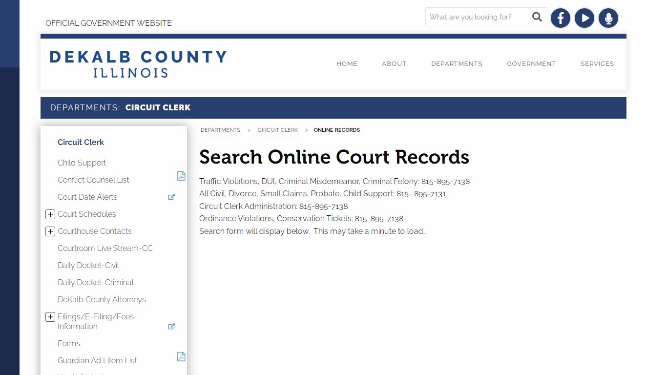 Search Online Court Records - DeKalb County, Illinois